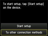 Push button method screen: To start setup, tap Start setup on the device